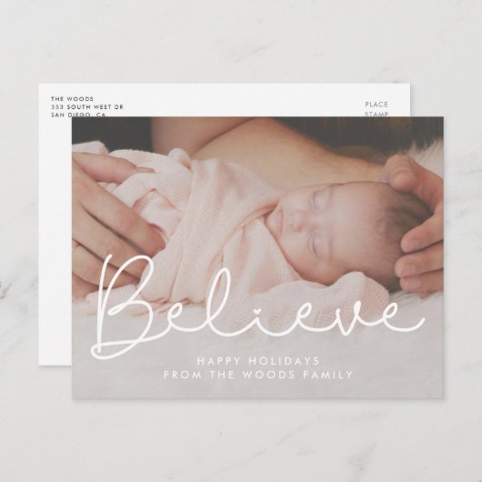 可愛いタイポグラフィ信じ休日の写真 ポストカード (正面/裏面)