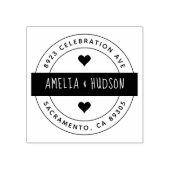 可愛いタイポグラフィ結婚ラウンド差出人住所 ラバースタンプ (インプリント)