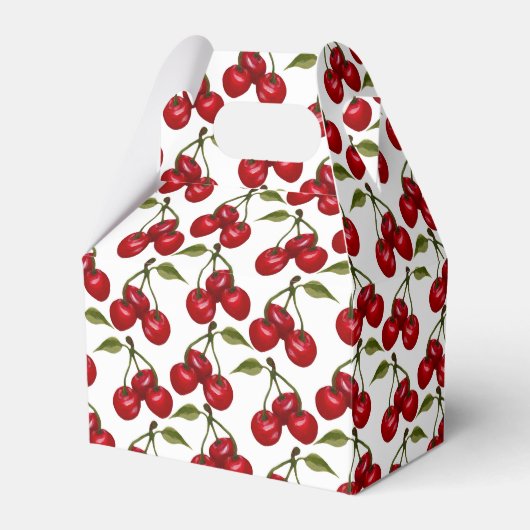 可愛いタイルさくらんぼのフルーツパターン フェイバーボックス (正面サイド)