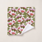 可愛いタイルさくらんぼの花模様 バスタオルセット (ウォッシュタオル)