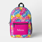 可愛いタイルのトロピカルリーフパタ10代のーン女の子 プリントバックパック (正面)