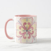 可愛いタイルの花のパタークラシックンの水色ピンク マグカップ (左)
