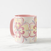 可愛いタイルの花のパタークラシックンの水色ピンク マグカップ (正面左)