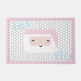 可愛いタイルデザインピンククリスマス ドアマット