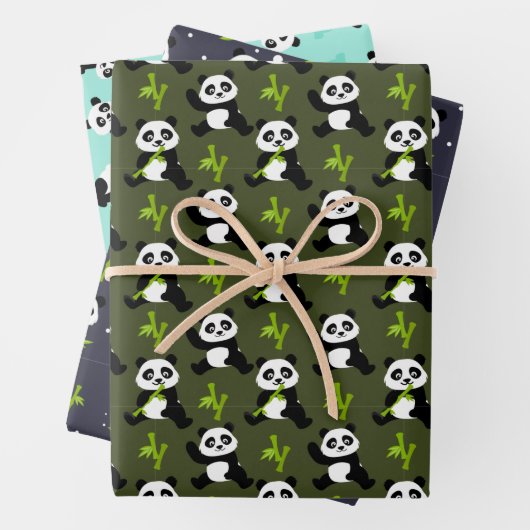 可愛いタイルパンダは動物のパーティー ラッピングペーパーシート (インサイチュ)
