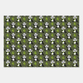 可愛いタイルパンダは動物のパーティー ラッピングペーパーシート (正面)