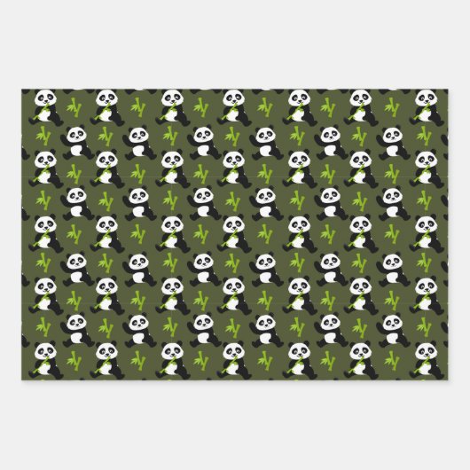 可愛いタイルパンダは動物のパーティー ラッピングペーパーシート (正面)