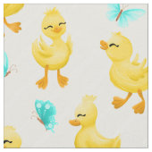 可愛いタイル張りのアヒル柄の織物 ファブリック (クローズアップ)