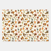 可愛いタイル張りのコーヒーパターンパーティー ラッピングペーパーシート (正面2)