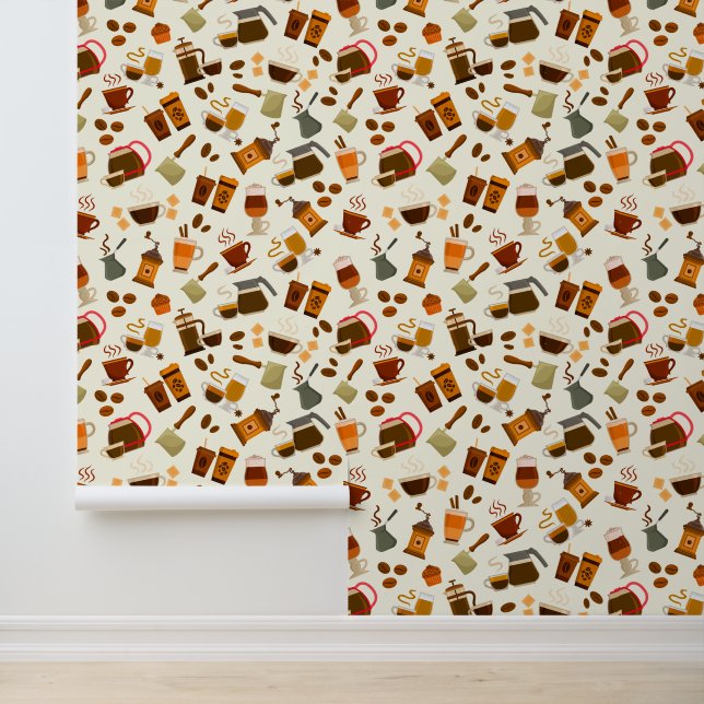 可愛いタイル張りのコーヒーパターン 壁紙 (アプリケーション)
