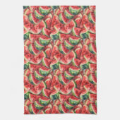 可愛いタイル張りのスイカ模様 キッチンタオル (縦)