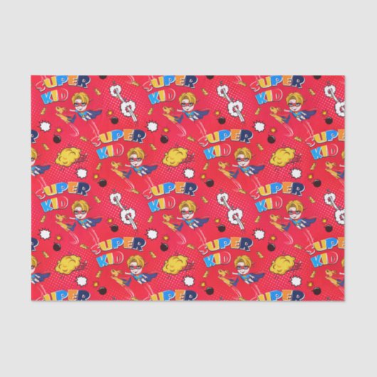 可愛いタイル張りのスーパーヒーロー 薄葉紙 (正面)