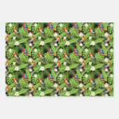 可愛いタイル張りのトロピカルパロッツパーティー ラッピングペーパーシート (正面3)