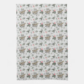 可愛いタイル張りのラックス愛好家のパターン キッチンタオル (縦)