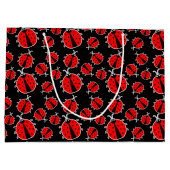 可愛いタイル張りの女性の虫のパターン ラージペーパーバッグ (裏面)