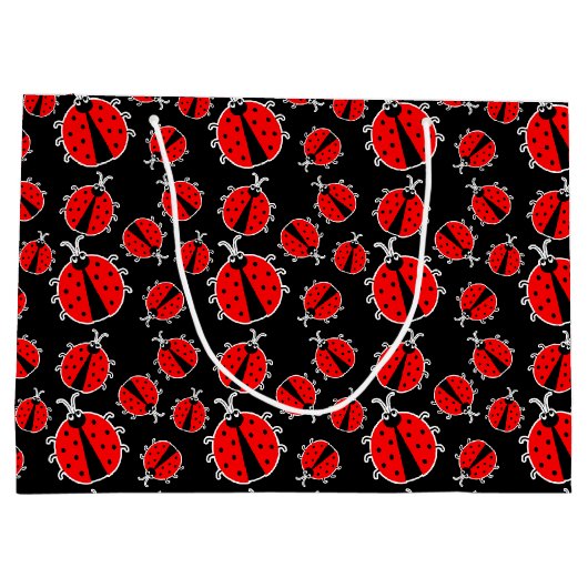 可愛いタイル張りの女性の虫のパターン ラージペーパーバッグ (裏面)