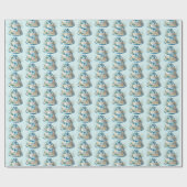 可愛いタイル張りの少年の赤ちゃんシャワーケーキ ラッピングペーパー (フラット)