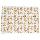 可愛いタイル張りキリン模様パーティー ラージペーパーバッグ (正面)