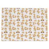 可愛いタイル張りキリン模様パーティー ラージペーパーバッグ (裏面)