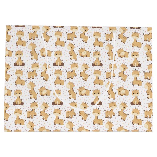 可愛いタイル張りキリン模様パーティー ラージペーパーバッグ (裏面)