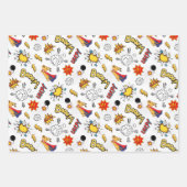 可愛いタイル張りスーパーヒーローのキッズパーティー ラッピングペーパーシート (正面2)