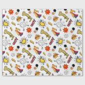 可愛いタイル張りスーパーヒーローのキッズパーティー ラッピングペーパー (フラット)