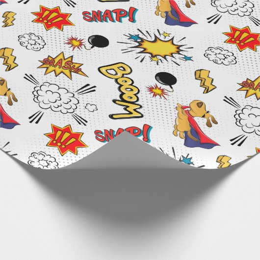 可愛いタイル張りスーパーヒーローのキッズパーティー ラッピングペーパー (角)