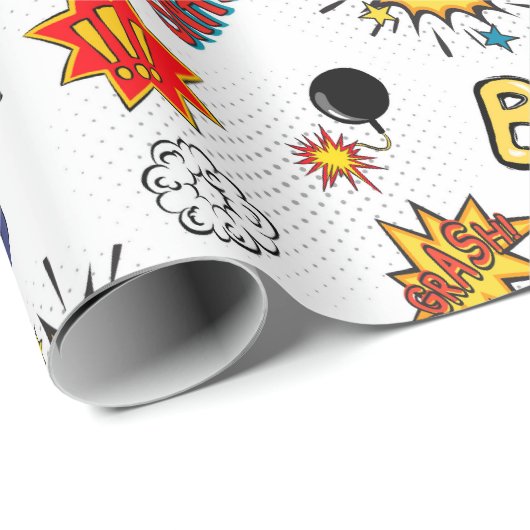 可愛いタイル張りスーパーヒーローのキッズパーティー ラッピングペーパー (ロールコーナー)