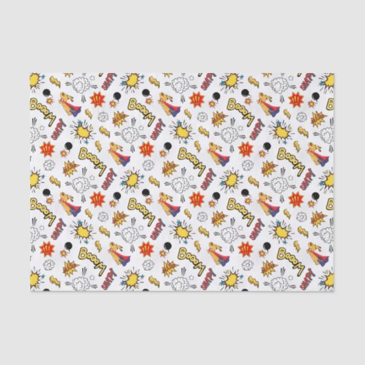 可愛いタイル張りスーパーヒーローのキッズパーティー 薄葉紙 (正面)