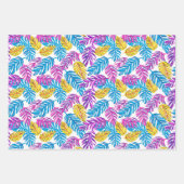 可愛いタイル張りトロピカルリーフパターンパーティー ラッピングペーパーシート (正面3)