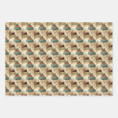 可愛いタイル旅行のスーツケースのパターン ラッピングペーパーシート (正面3)