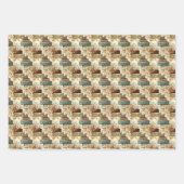 可愛いタイル旅行のスーツケースのパターン ラッピングペーパーシート (正面)