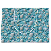 可愛いタイル貝殻パターンビーチパーティー抱き枕 ラージペーパーバッグ (正面)