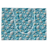 可愛いタイル貝殻パターンビーチパーティー抱き枕 ラージペーパーバッグ (裏面)