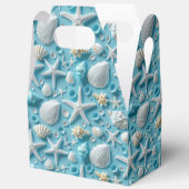 可愛いタイル貝殻パターンビーチパーティー フェイバーボックス (見開き)