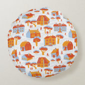 可愛いタウンハウス：ヴィンテージドードル ラウンドクッション (裏面)