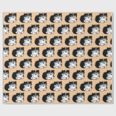 可愛いタキシード猫パターン ラッピングペーパー (フラット)