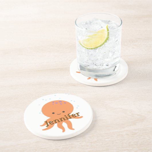 可愛いタコのカスタマイズ漫画名 コースター (側面)