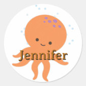 可愛いタコのカスタマイズ漫画名 ラウンドシール (正面)