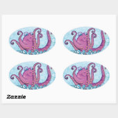 可愛いタコのステッカー 楕円形シール (シート)