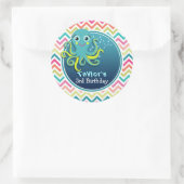 可愛いタコカラフルシボロン・キッド誕生日 ラウンドシール (バッグ)