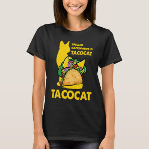 可愛いタコキャットスペル後ろ文字のタコカートティー Tシャツ