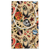 可愛いタトゥー好きのタイルパーティー スモールペーパーバッグ (裏面)