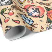 可愛いタトゥー好きのタイルパーティー ラッピングペーパー (ロールコーナー)