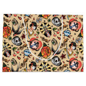 可愛いタトゥー好きのタイルパーティー ラージペーパーバッグ (裏面)