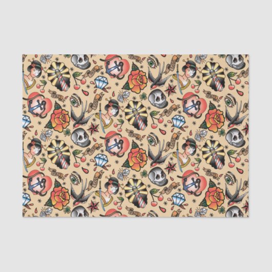 可愛いタトゥー好きのタイルパーティー 薄葉紙 (正面)