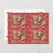 可愛いタビーキャット&ラボラドッグヴァレンティーンフラットカード シーズンポストカード (正面/裏面)