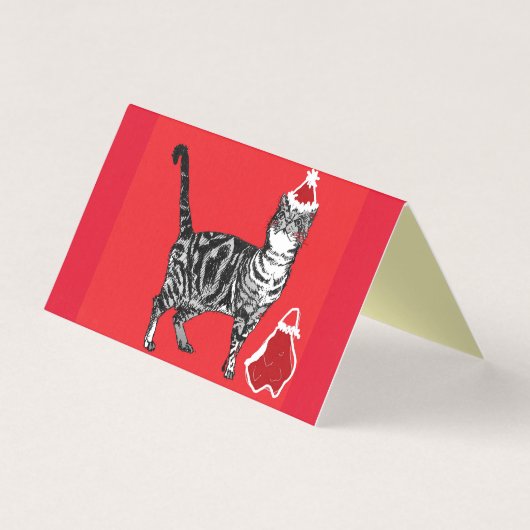 可愛いタビー猫キャッメリースマスクリスマスカードセット (正面)