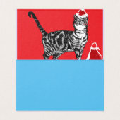 可愛いタビー猫キャッメリースマスクリスマスカードセット (内部フラット)