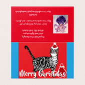 可愛いタビー猫キャッメリースマスクリスマスカードセット (外部フラット)